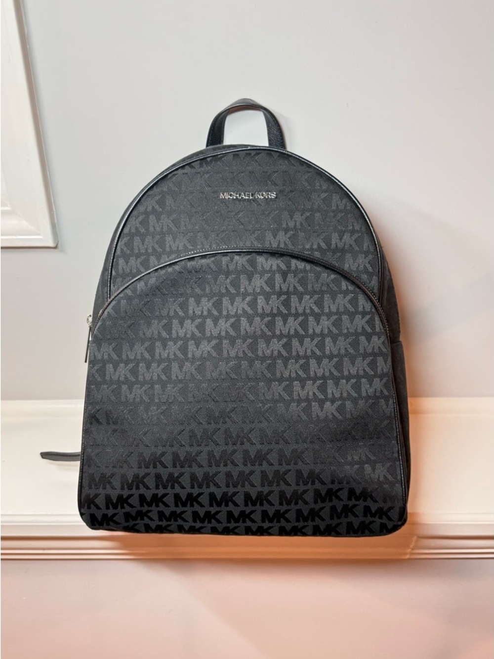 Michael Kors Abbey Medium Signature Logo Backpack in black